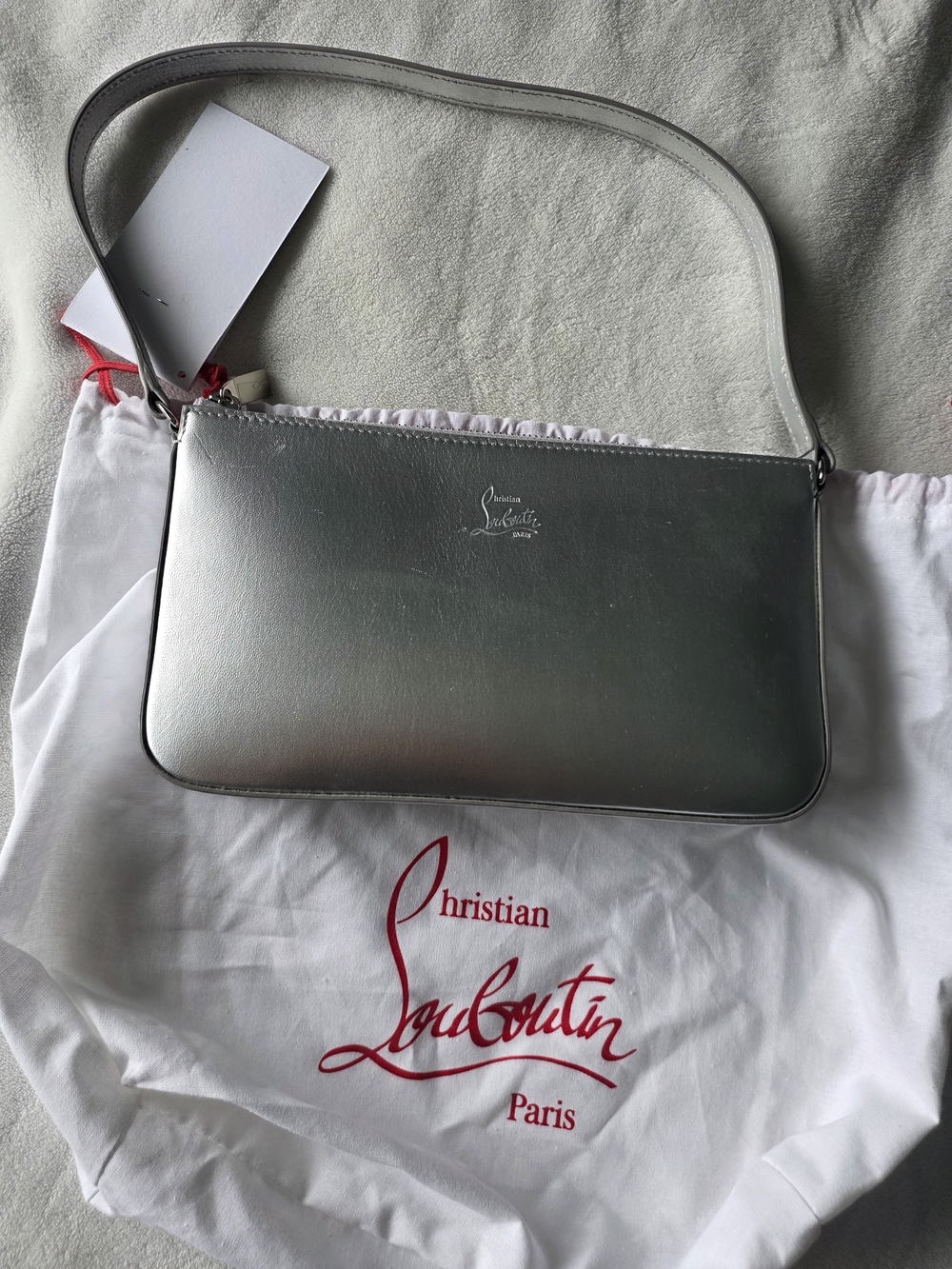 Christian Louboutin Silver Metallic Leather Shoulder Bag
